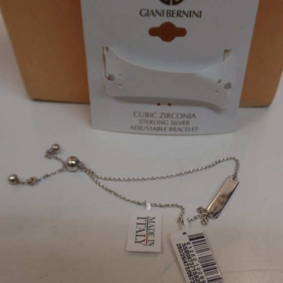 Giani Bernini  9.25 Sterling Silver Bar Bracelet Adjustable Sizing BNWT $90.00 - Picture 2 of 10